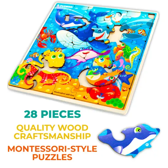 28 Pieces Wooden Puzzles for Kids | Ocean {3}