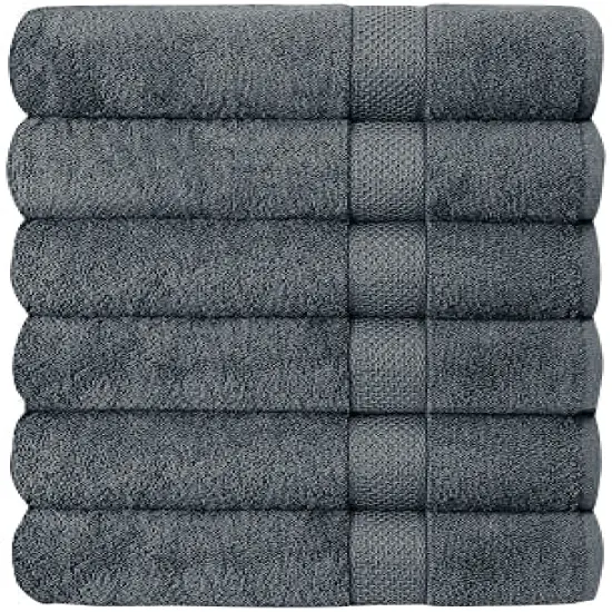 Set of 6 Hotel & Spa 100% Cotton Bath Towels 27x52 inch Navy {7}