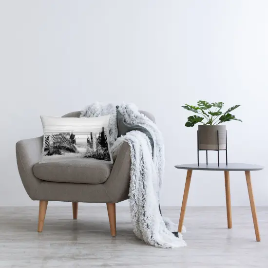 Beach Fence with Reeds Design by GraffiTee Studios Throw Pillow  {2}