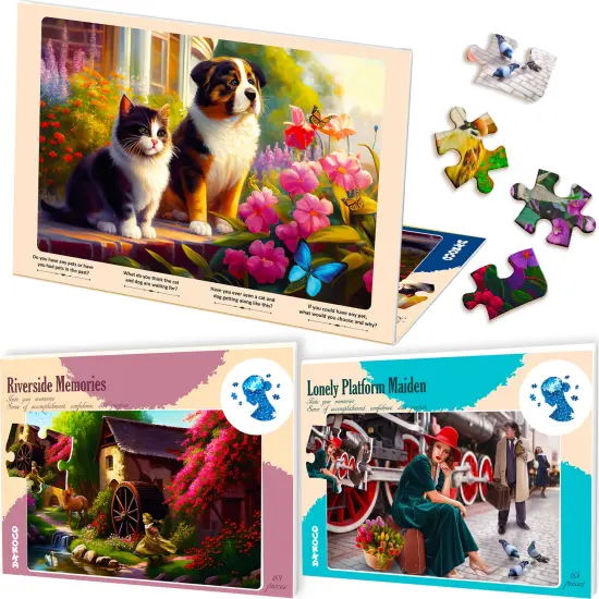 63 Piece Dementia Puzzles for Elderly | Riverside, Cats, and Platform {1}