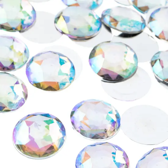John Bead 25mm Round Acrylic Flat Back Rhinestones, 100pcs Crystal AB {1}