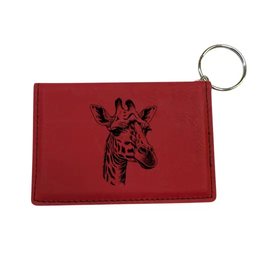 Keychain ID Holder Wallet - Giraffe - Leather Dark Brown/Black {5}