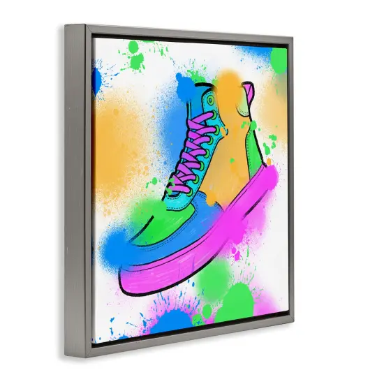 Stupell Industries Splattered Cool Sneakers Framed Floater Canvas Wall Art Design by Marcus Prime {3}