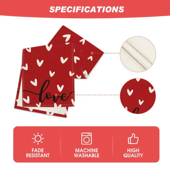 Artoid Mode Red Love Valentine's Day Table Runner, Seasonal Anniversary Kitchen Dining Table Decoration for Indoor Home Party 13x72 Inch {4}