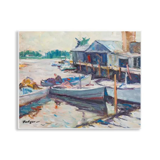 Stupell Industries Scenic Boat Marina Wall Plaque Art Design by Richard A. Rodgers {1}