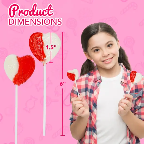 4E's Novelty 38 Pack Heart Shaped Lollipops &ndash; Strawberry N Cream Flavored, Individually Wrapped Valentine's Day Candy, Valentine Candy Hearts for Kids {3}
