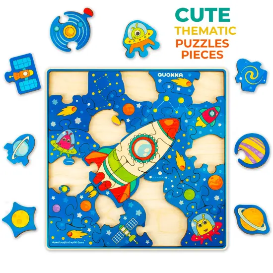 28 Pieces Wooden Puzzles for Kids | Rocket {4}