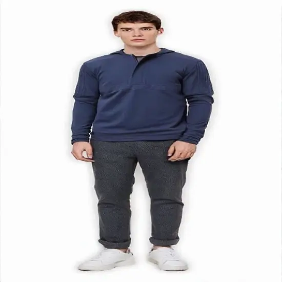 Adidas® Half Zip Hooded Jacket Cotton & Recycled Polyester Black {5}