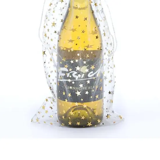 Star Print Organza Wine Bags Elegant 6.5" x 15" {4}