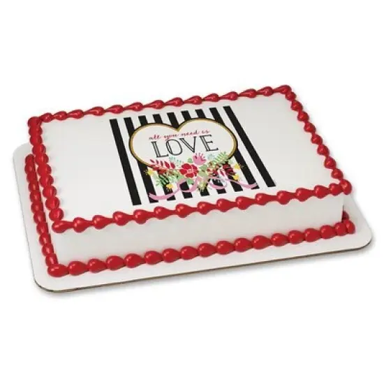 Whimsical Practicality Valentines Edible Icing Image for 8 inch round cake {1}