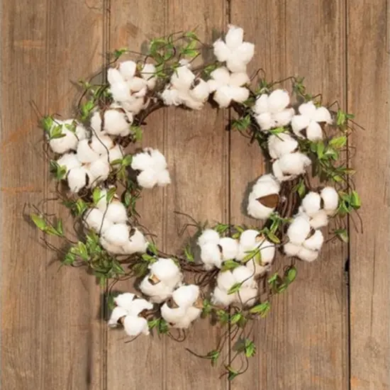 Cotton & Willow Leaves Wreath, 22" {1}