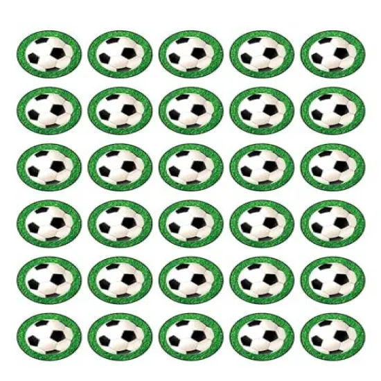 30 x Soccer Ball in Grass Themed Edible Cupcake Toppers | Uncut on Wafer Sheet- Qty 30-1.5&rdquo; each {1}