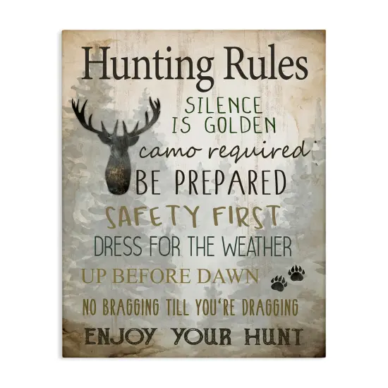 Stupell Industries Rustic Hunting Rules Canvas Wall Art Design by Kim Allen {1}