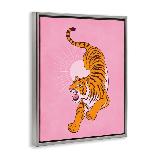Stupell Industries Preppy Roaring Tiger Framed Floater Canvas Wall Art Design by Nataly White {3}