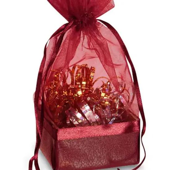 Box On The Bottom Organza Bags 2 1/2 '' X 2 7/8 '' X 6 1/2 '' Party Wine {4}