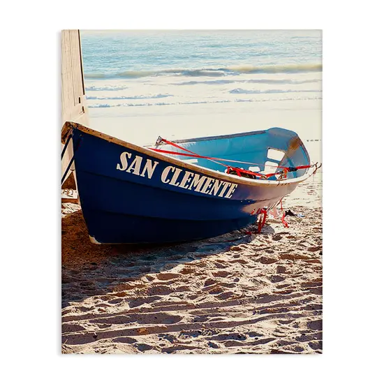 Stupell Industries Blue Boat on Sand Canvas Wall Art Design by Ashley Singleton {1}
