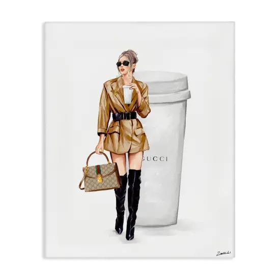 Stupell Industries Sophisticated Girl & Coffee Canvas Wall Art Design by Ziwei Li {1}