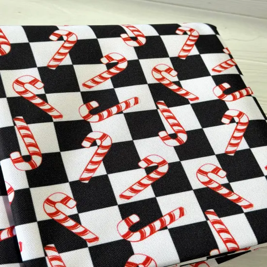 Candy Cane Check Waterproof Canvas {1}
