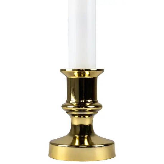 Northlight Flickering LED Window Candle with Timer - 8.5" - White and Brass {7}