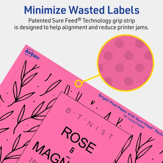Avery Bright Pink Paper Labels, 4.75" x 7.75" Rectangle {4}