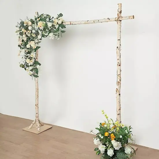 7.5 ft Square Natural Birch Wood Wedding Arch Backdrop Stand Party Decorations {2}