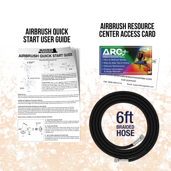 Cool Runner II Dual Fan Air Compressor Airbrushing System with 3 Airbrush Sets, 0.3 mm Gravity & 0.35, 0.8mm Siphon Feed - Hose, How To Airbrush Guide {6}