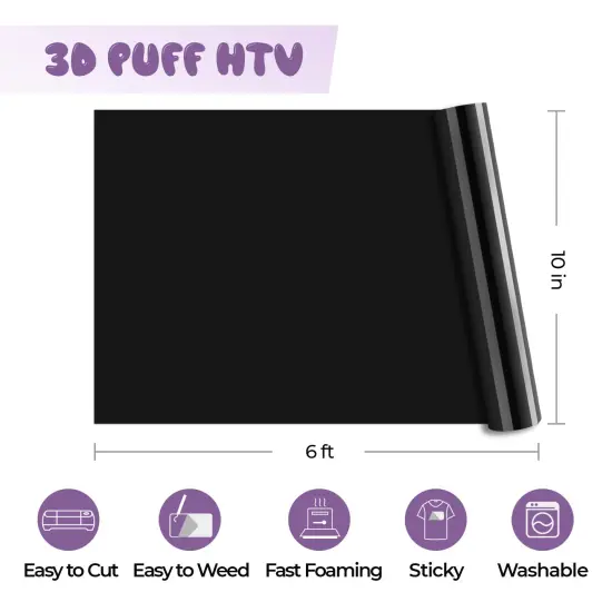 Puff Heat Transfer Vinyl Black {1}