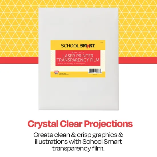 School Smart Laser Transparency Film without Sensing Strip, 8-1/2 x 11 Inches, Clear, Pack of 50 {4}