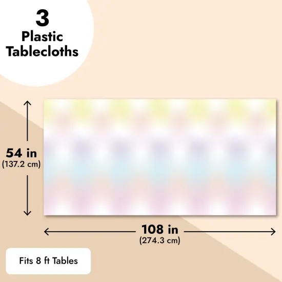 3 Pack Tie Dye Tablecloth for Party Decorations, Pastel Table Covers (108 x 54 In) Pink {4}