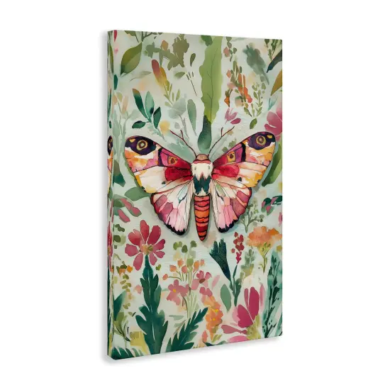 Stupell Industries Butterfly over Abstract Flowers Canvas Design by The Dutch Lady {3}
