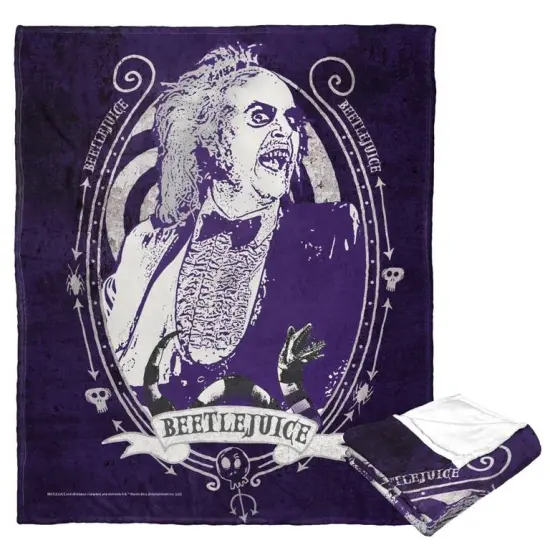 Warner Brothers Beetlejuice Silk Touch Throw Blanket Purple Beetle {2}