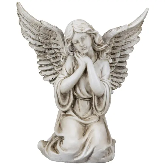 Northlight Kneeling Angel with Open Wings Statue - 13" Beige {3}