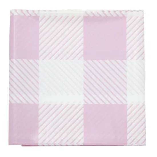 3 Pack White and Pink Plaid Tablecloth for Camping Birthday Party Supplies (5 x 9 Feet) {5}