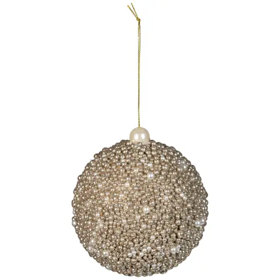 Northlight Glittered Beads Christmas Ball Ornament - 4" - Gold {5}