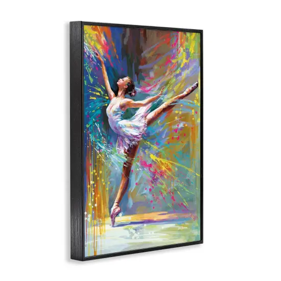 Stupell Industries Ballerina with Modern Splash Framed Giclee Wall Art Design by Leon Devenice {3}