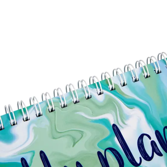 Undated Weekly Planner, Goals, Shopping, To Do List, Horizontal Desk Calendar (Spiral Bound, 12 x 4 in) Green {6}