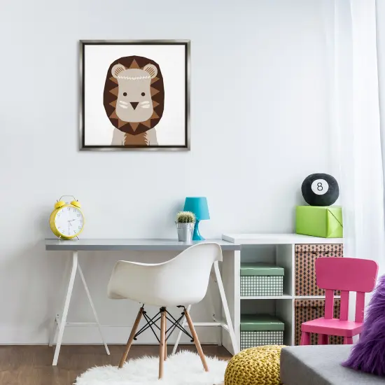 Stupell Industries Neutral Tone Lion Floater Framed Canvas Wall Art Design by Daniela Santiago {2}