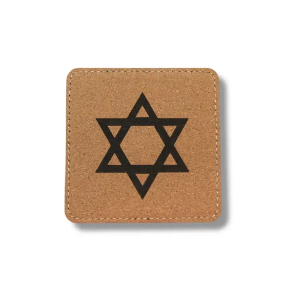 Coaster - Star of David - SET OF 2 - Leather or Stitched Cork Stitched Cork/Black {1}