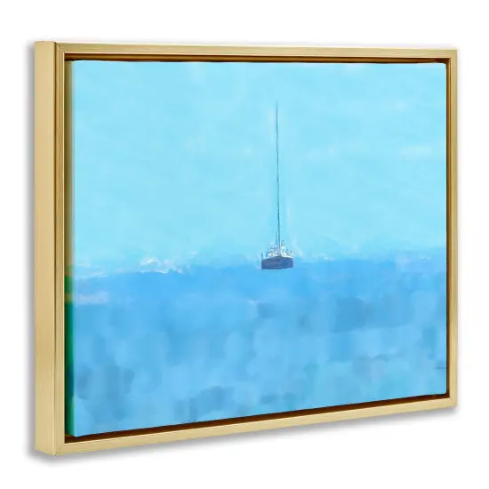 Stupell Industries Lonely Boat Blue Ocean Floating Frame By Jeff Pica {3}