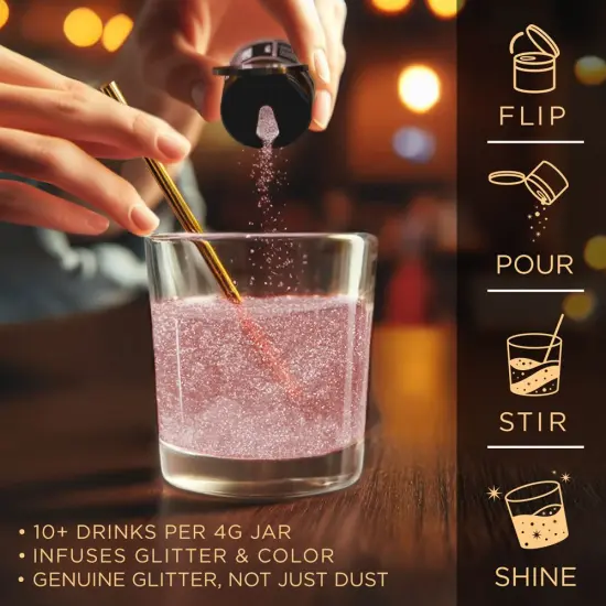 Brew Glitter - Rose Gold Edible Drink Glitter (4g, x1 Flip-Cap Jar) for Beer, Cocktails and Beverages {4}