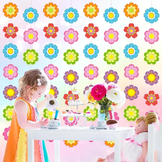 8 Pcs Summer Flower Party Decorations Colorful Flower Paper Garlands {5}