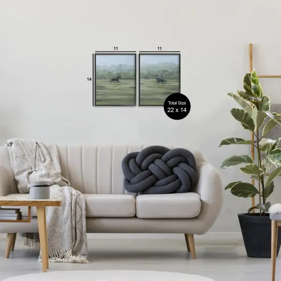 Stupell Industries Rider's Shadow Horses 2pc Framed Giclee Set By Grace Popp {3}