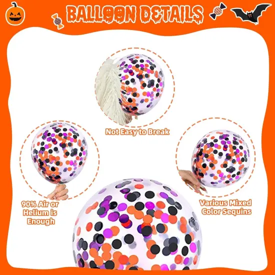 60 Pieces 12 Inch Halloween Latex Balloons (Black Orange Purple Green) {3}