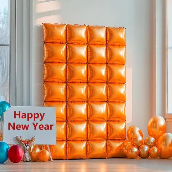 Orange Square Foil Balloons Wall Backdrop Double Sided(C01 - Orange) {4}