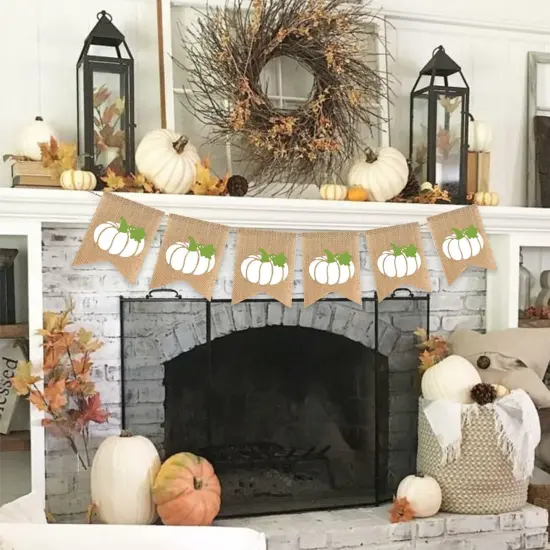 Fall White Pumpkin Banner (	White) {4}