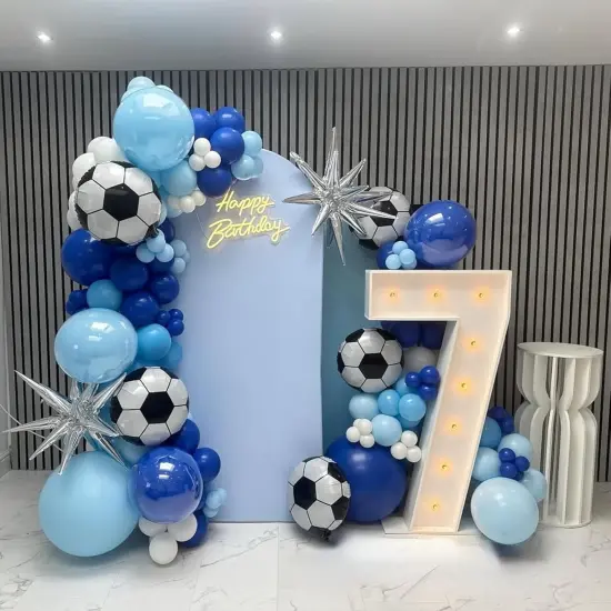 18 Inch Soccer Ball Foil Print Balloon(Blue Silver) {2}