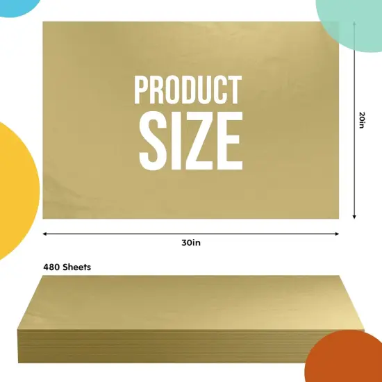 Tissue Paper for Gift Bags -20" X 30" Bulk Tissue Paper Dark Blue 480 Sheets - 10lb Newsprint for Packing, Birthday Gift Box Filler, Packing Supplies for Moving SuppliesGold {2}