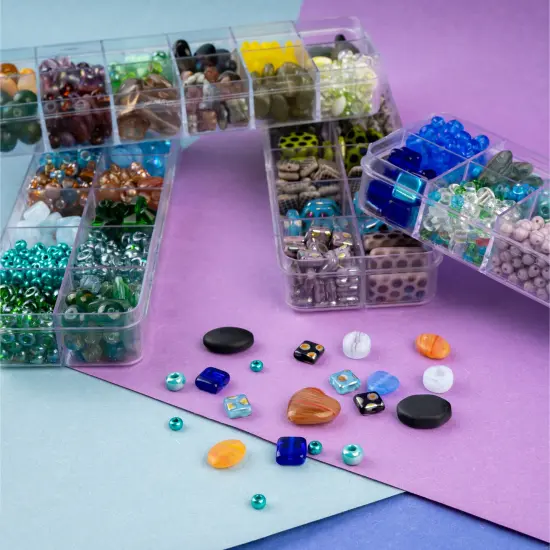 John Bead Mixed Czech Glass Beads Box, 200g Santorini Coast {4}