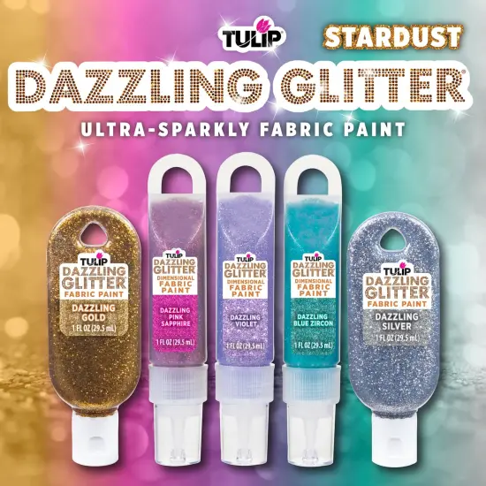 Tulip Dazzling Glitter Fabric Paint Stardust Combo Pack {6}
