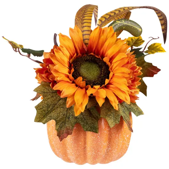 Northlight Sunflower and Gourds in Pumpkin Fall Harvest Decoration - 14.75" Orange {3}